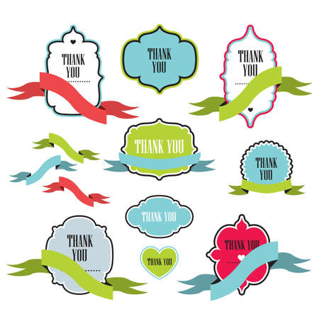 Collection of labels and ribbons design elements. Vector illustrationのイラスト素材
