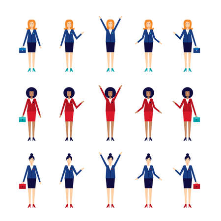 Modern flat design cartoon character set Businesswoman Manager Successful woman Vector illustrationのイラスト素材