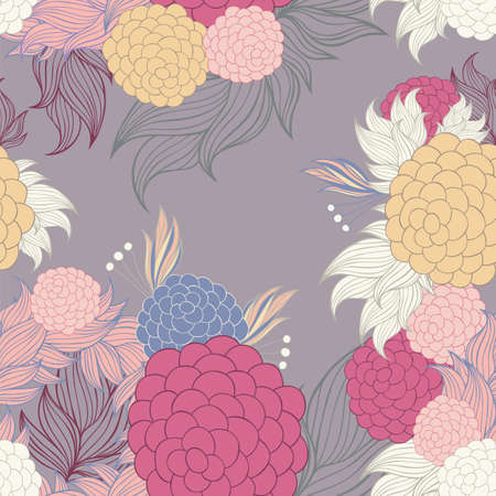 Colorful floral seamless background pattern.Wallpaper, pattern fills, web page background,surface textures, textile design template. Vector illustrationのイラスト素材