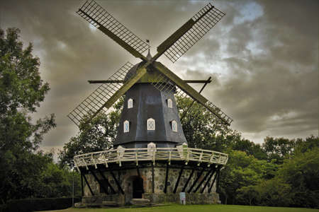Tower mill from a round fixed body and roof.の写真素材