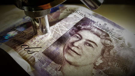 assorted cash paper money, pound sterlingの写真素材