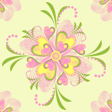 Seamless retro background with flower heart. abstract background with nature theme.のイラスト素材