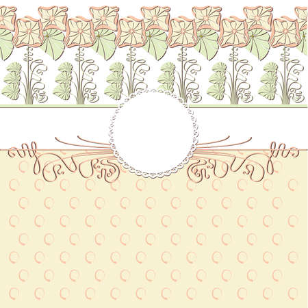 Cute template frame design for greeting card with seamless flower patternのイラスト素材