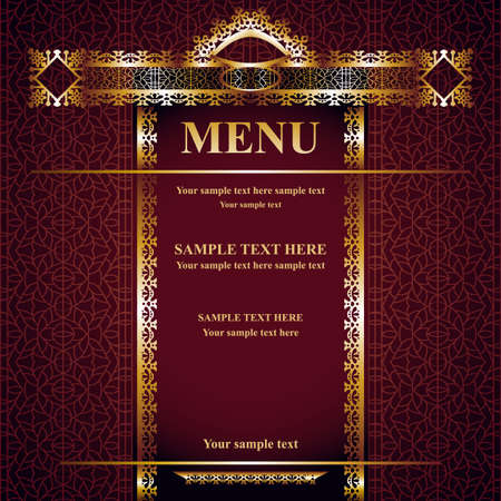Vintage vector gold frame on red menu backgroundのイラスト素材