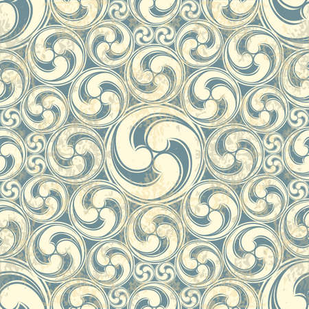 Vintage Seamless pattern with wavesのイラスト素材