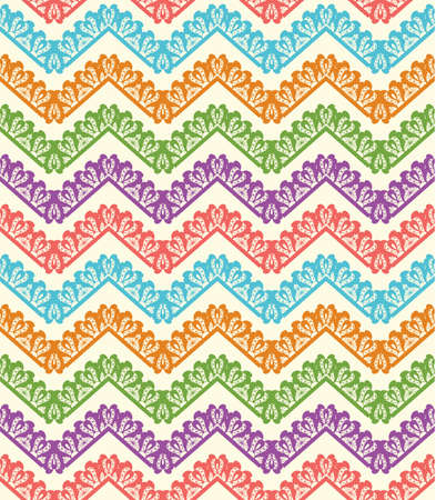 Colorful zigzag seamless pattern. Chevron lace pattern. Vector illustrationのイラスト素材