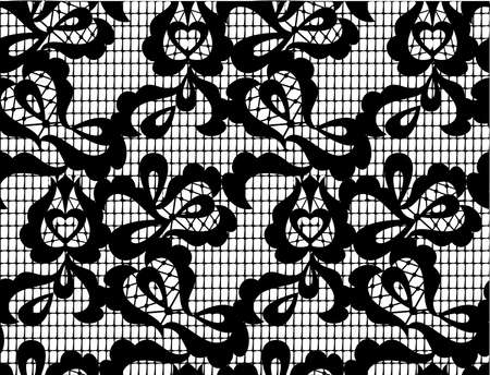 vector black lace seamless pattern on white backgroundのイラスト素材