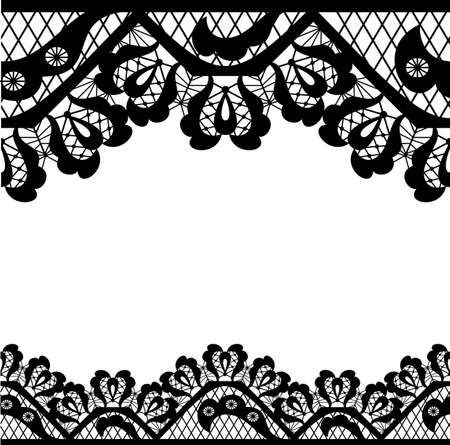 vector black lace on white background and place for your textのイラスト素材
