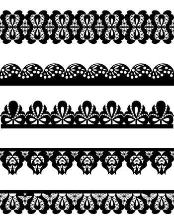 cute collection of lace. vector illustration. seamless lace bordersのイラスト素材
