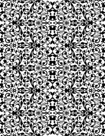 White lace pattern on black, abstract seamless vector ornamentのイラスト素材