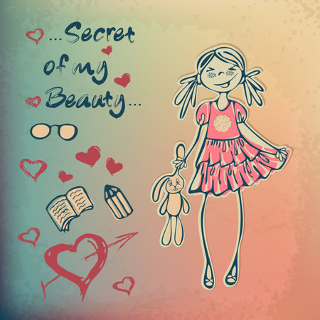 Vector fashion cute girl. illustrationのイラスト素材