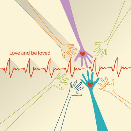 love and be loved. Vector conceptual background with place for your textのイラスト素材