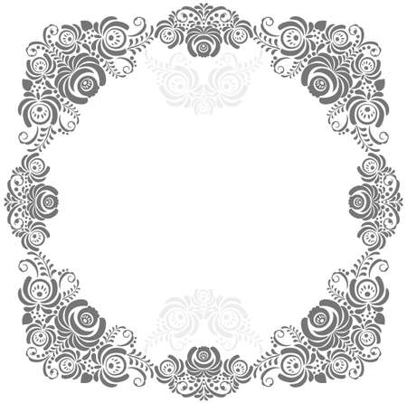 Vector grey and white vintage floral frameのイラスト素材