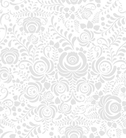White and grey elegance seamless pattern in Russian style gzhelのイラスト素材