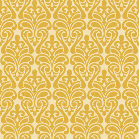 Vector yellow Ikat Damask Seamless Background Pattern.のイラスト素材