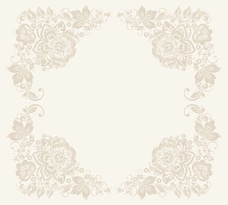 Vector Elegant background with decorative russian khokhloma postcard frameのイラスト素材