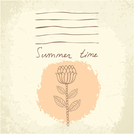 Vector Hand drawn floral background. doodle flower summer cardのイラスト素材