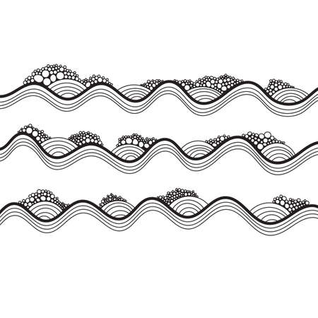 Vector hand drawn waves and bubbles hipster texture. Design for universal card, Placards, Posters, Flyers and Bannerのイラスト素材