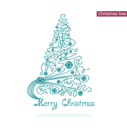 Vector elegance stylized Christmas tree. Line and circles designのイラスト素材
