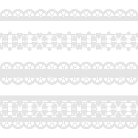 Vector Set of seamless gray lace ribbon isolated on a white background.のイラスト素材