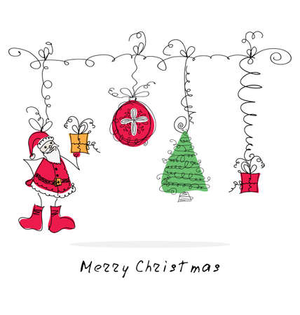 vector doodle cute Christmas elements. Hand drawn christmas cardのイラスト素材