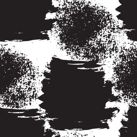 Vector seamless pattern. Abstract background with brush strokes and blots. Monochrome hand drawn texture with grunge striped. Hipster graphic design.のイラスト素材
