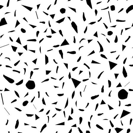 Vector monochrome abstract  brush strokes seamless pattern isolated on white background.のイラスト素材