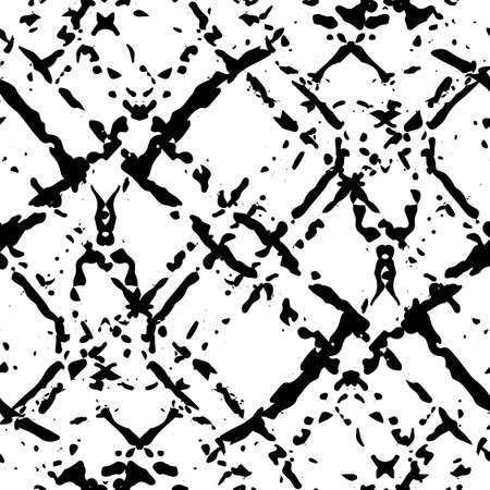 Seamless pattern with hand drawn abstract ink texture with brushstrokes . Black and white endless vector background.のイラスト素材