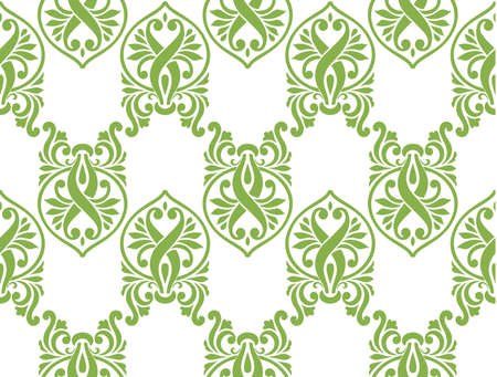 Green ecology damascus seamless pattern background, vector illustration. Spring color 2017, wallpaper design, vintage decorationのイラスト素材