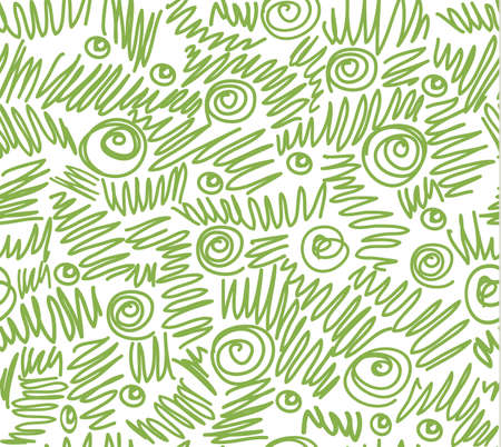 Greenery abstract doodles seamless pattern background vector illustration. Spring color 2017, hipster wrapping paper designのイラスト素材