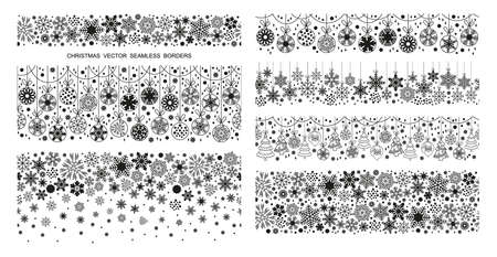 Seamless snowflake border set vectorのイラスト素材