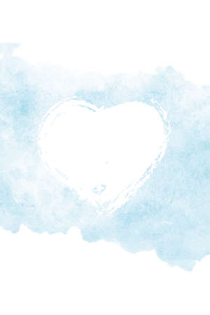 Saint Valentines day watercolor card cover with heart. Hand drawn illustration for romantic greeting or invitationの写真素材