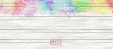 Watercolor rainbow wood banner. Wood plank. Vector art. White and rainbow pattern, texture background, wooden parquet header background texture.のイラスト素材