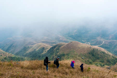 A group of climbers in the winter tour pal (Long Touling)の写真素材