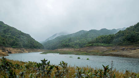 Alpine and lake after rainの写真素材