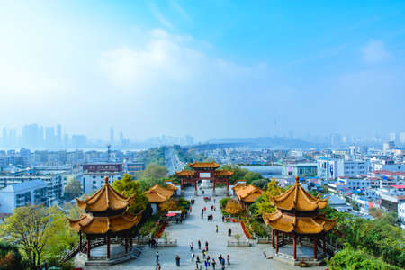 Yellow Crane Tower at Yangtze River Bridge Stationのeditorial素材