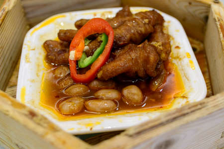 Steamed chicken feet with peanutsの写真素材