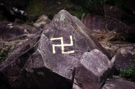 Buddhist stone carvingの写真素材