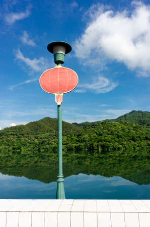 Lake and mountain sceneryの写真素材