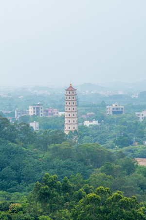 Chinese style nine-story tower buildingの写真素材