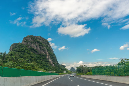 Highway through karst landformsの写真素材