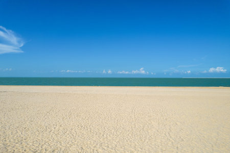 Beautiful beach and blue sky background. Copy space for text.