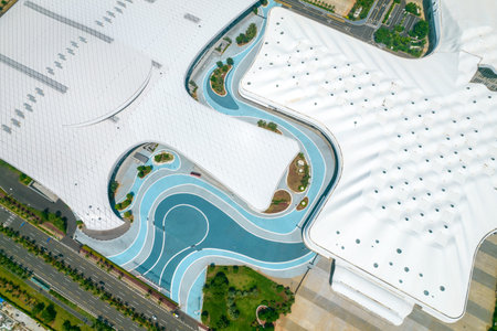 Aerial view of modern architecture in Suzhou city, China.