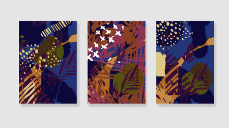 Modern creative universal background in dark colors. Organic abstract texture. Hand drawn graphic...