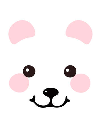 Bear face, simple flat elements for design, ears, nose, eyes. Vector illustration isolated on a white backgroundのイラスト素材