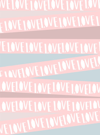 Love. Modern romantic card with text and ribbons. Pink and white poster for wedding, greeting card, valentine's day, invitation, birthday. Flat stock vector illustrationのイラスト素材