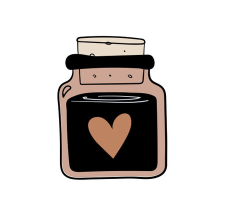 Hand drawn magic bottle for witchcraft, magic boho illustration, love potion vase. Bohemian tattoo sketch, icon, esoteric logo. Vector illustrationのイラスト素材