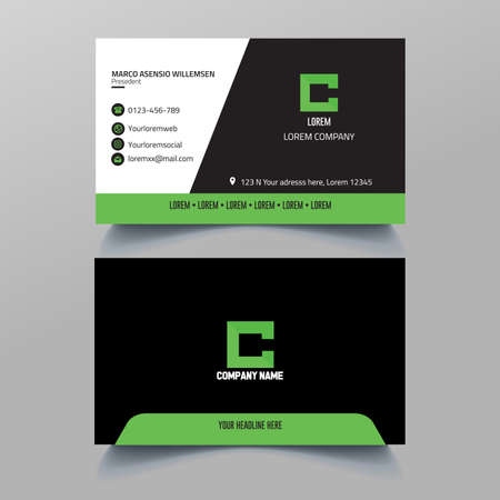 Creative professional Green and black minimal business card designのイラスト素材