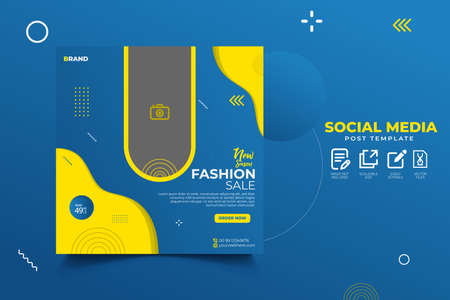 New collection fashion sale social media square banner templateのイラスト素材