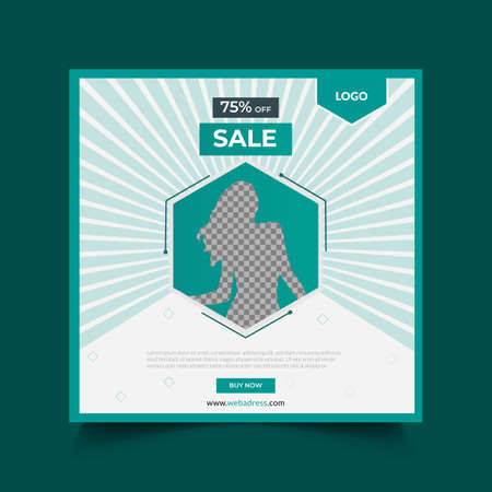 Fashion sale social media square banner template Greenのイラスト素材